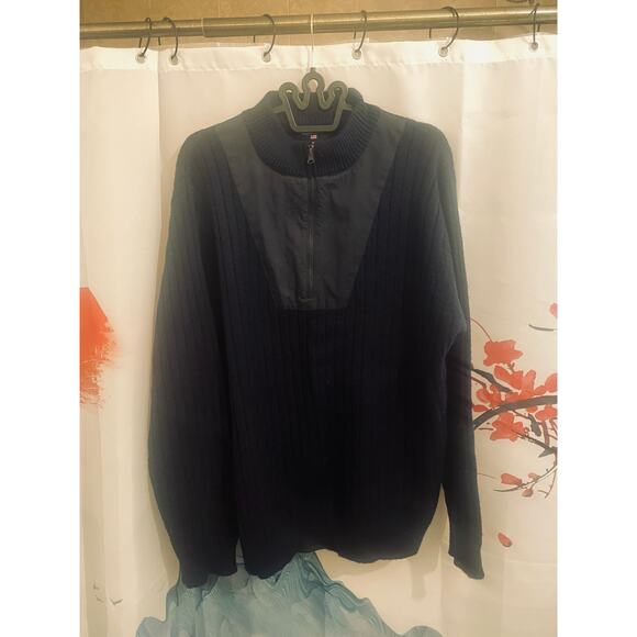 Ralph Lauren Other - Vintage Ralph Lauren 100% Wool Military Quarter Zip Navy Blue Sweater